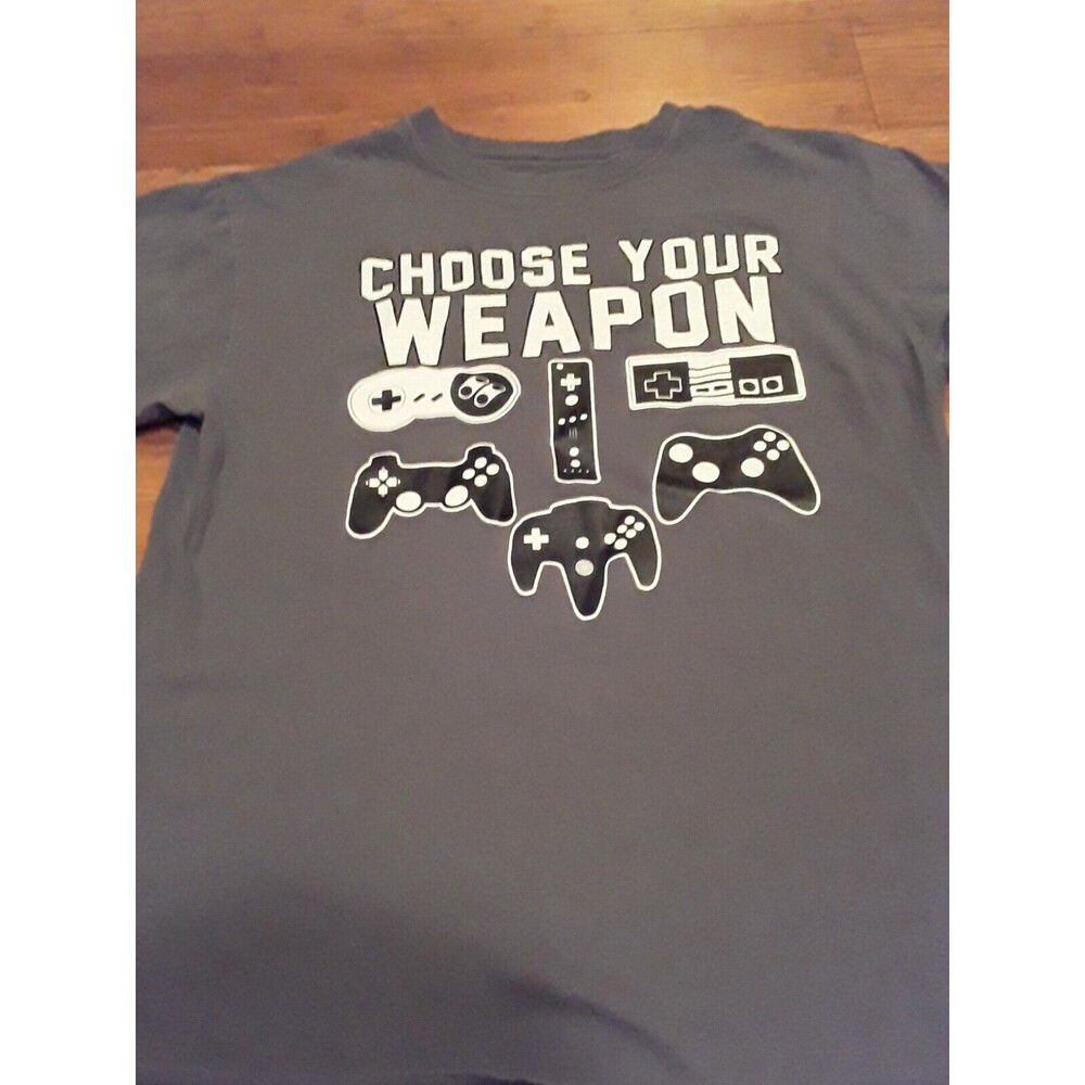 Graphic Tshirt  "Choose Your Weapon" Game Controller Gray Size Medium  unisex